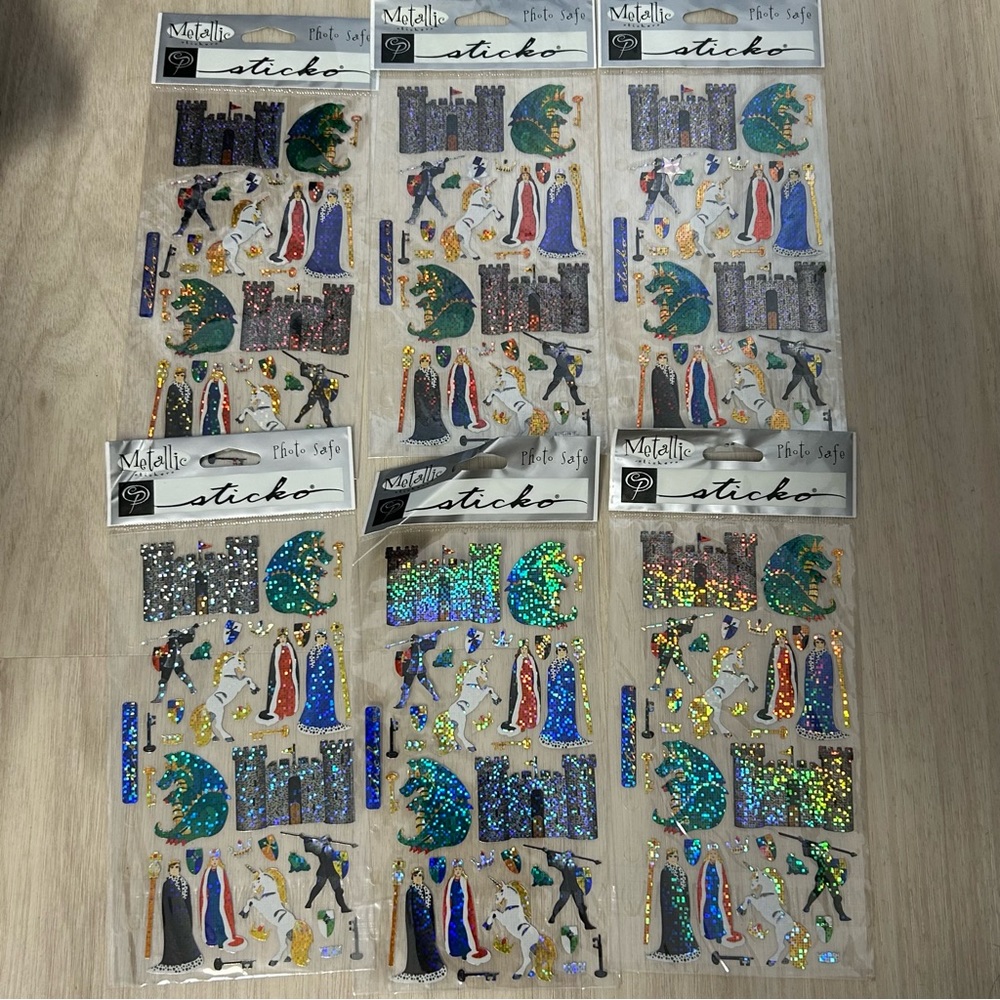 Stickopotamus Fantasy Castle Metallic Stickers Lot Of‎ 6 sheets NEW King Queen
